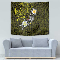 Hawaiian Turtle and Plumeria Tapestry Polynesian Tattoo and Tribal Elements Pattern Yellow Color LT03 - Polynesian Pride