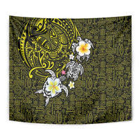 Hawaiian Turtle and Plumeria Tapestry Polynesian Tattoo and Tribal Elements Pattern Yellow Color LT03 - Polynesian Pride