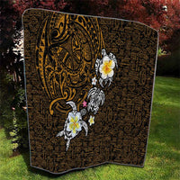 Hawaiian Turtle and Plumeria Quilt Polynesian Tattoo and Tribal Elements Pattern Orange Color