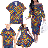 Kolose-Tuvalu Crochet Family Matching Off The Shoulder Long Sleeve Dress and Hawaiian Shirt with Polynesian and Pacific Tattoos - Polynesian Pride