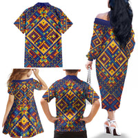Kolose-Tuvalu Crochet Family Matching Off The Shoulder Long Sleeve Dress and Hawaiian Shirt with Polynesian and Pacific Tattoos - Polynesian Pride
