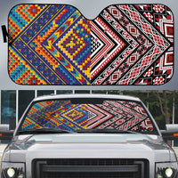 Tuvaluan and New Zealand Culture Auto Sun Shade The Art of Kolose and Taniko - Polynesian Pride