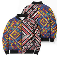 Tuvaluan and New Zealand Culture Bomber Puffer Jacket The Art of Kolose and Taniko - Polynesian Pride