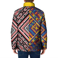 Tuvaluan and New Zealand Culture Padded Jacket The Art of Kolose and Taniko - Polynesian Pride