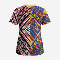 Tuvaluan and New Zealand Culture Scrub Top The Art of Kolose and Taniko - Polynesian Pride