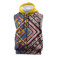 Tuvaluan and New Zealand Culture Sleeveless Zip Hoodie The Art of Kolose and Taniko - Polynesian Pride