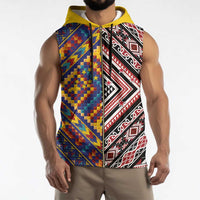 Tuvaluan and New Zealand Culture Sleeveless Zip Hoodie The Art of Kolose and Taniko - Polynesian Pride