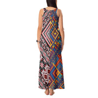 Tuvaluan and New Zealand Culture Tank Maxi Dress The Art of Kolose and Taniko - Polynesian Pride