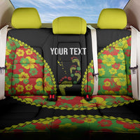 Personalised Vanuatu Running Back Car Seat Cover Footprint and Hibiscus Polynesian Style LT03 One Size Black - Polynesian Pride