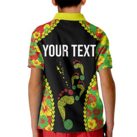 Personalised Vanuatu Running Kid Polo Shirt Footprint and Hibiscus Polynesian Style LT03 - Polynesian Pride