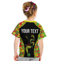 Personalised Vanuatu Running Kid T Shirt Footprint and Hibiscus Polynesian Style LT03 - Polynesian Pride