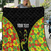 Personalised Vanuatu Running Quilt Footprint and Hibiscus Polynesian Style LT03 Black - Polynesian Pride