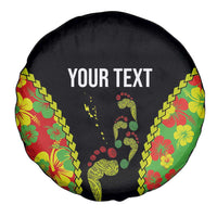 Personalised Vanuatu Running Spare Tire Cover Footprint and Hibiscus Polynesian Style LT03 - Polynesian Pride