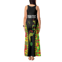 Personalised Vanuatu Running Tank Maxi Dress Footprint and Hibiscus Polynesian Style