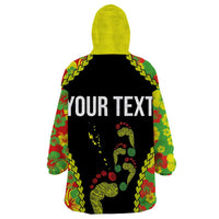 Personalised Vanuatu Running Wearable Blanket Hoodie Footprint and Hibiscus Polynesian Style