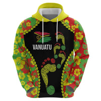 Personalised Vanuatu Running Zip Hoodie Footprint and Hibiscus Polynesian Style