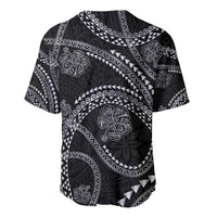 Hawaiian Kakau Art and Hisbiscus Tattoo Baseball Jersey Tribal Pattern-Silver Style - Polynesian Pride