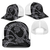 Hawaiian Kakau Art and Hisbiscus Tattoo Baseball Net Cap Tribal Pattern-Silver Style - Polynesian Pride