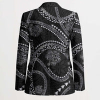 Hawaiian Kakau Art and Hisbiscus Tattoo Blazer Tribal Pattern-Silver Style - Polynesian Pride