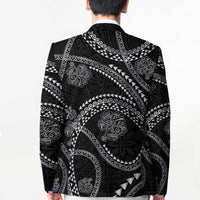 Hawaiian Kakau Art and Hisbiscus Tattoo Blazer Tribal Pattern-Silver Style - Polynesian Pride