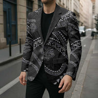 Hawaiian Kakau Art and Hisbiscus Tattoo Blazer Tribal Pattern-Silver Style - Polynesian Pride