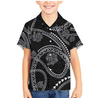 Hawaiian Kakau Art and Hisbiscus Tattoo Family Matching Mermaid Dress and Hawaiian Shirt Tribal Pattern-Silver Style - Polynesian Pride