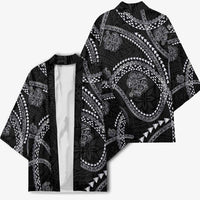 Hawaiian Kakau Art and Hisbiscus Tattoo Kimono Tribal Pattern-Silver Style - Polynesian Pride