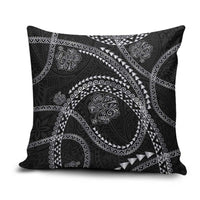 Hawaiian Kakau Art and Hisbiscus Tattoo Pillow Cover Tribal Pattern-Silver Style LT03 Black - Polynesian Pride