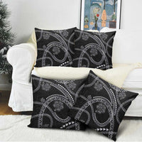 Hawaiian Kakau Art and Hisbiscus Tattoo Pillow Cover Tribal Pattern-Silver Style LT03 - Polynesian Pride