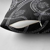Hawaiian Kakau Art and Hisbiscus Tattoo Pillow Cover Tribal Pattern-Silver Style LT03 - Polynesian Pride