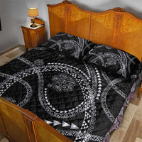 Hawaiian Kakau Art and Hisbiscus Tattoo Quilt Bed Set Tribal Pattern-Silver Style - Polynesian Pride
