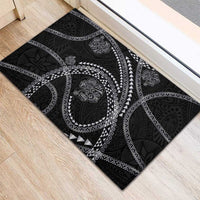 Hawaiian Kakau Art and Hisbiscus Tattoo Rubber Doormat Tribal Pattern-Silver Style LT03 - Polynesian Pride