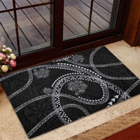 Hawaiian Kakau Art and Hisbiscus Tattoo Rubber Doormat Tribal Pattern-Silver Style LT03 - Polynesian Pride