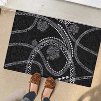 Hawaiian Kakau Art and Hisbiscus Tattoo Rubber Doormat Tribal Pattern-Silver Style LT03 - Polynesian Pride