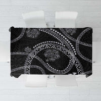 Hawaiian Kakau Art and Hisbiscus Tattoo Tablecloth Tribal Pattern-Silver Style - Polynesian Pride