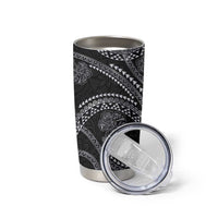 Hawaiian Kakau Art and Hisbiscus Tattoo Tumbler Cup Tribal Pattern-Silver Style - Polynesian Pride