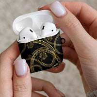 Hawaiian Kakau Art and Hisbiscus Tattoo AirPods Case Tribal Pattern-Gold Style - Polynesian Pride