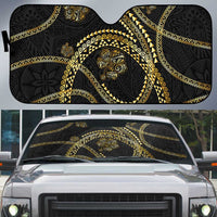 Hawaiian Kakau Art and Hisbiscus Tattoo Auto Sun Shade Tribal Pattern-Gold Style - Polynesian Pride