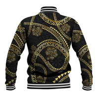 Hawaiian Kakau Art and Hisbiscus Tattoo Baseball Jacket Tribal Pattern-Gold Style LT03 - Polynesian Pride
