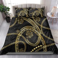 Hawaiian Kakau Art and Hisbiscus Tattoo Bedding Set Tribal Pattern-Gold Style - Polynesian Pride