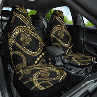 Hawaiian Kakau Art and Hisbiscus Tattoo Car Seat Cover Tribal Pattern-Gold Style - Polynesian Pride
