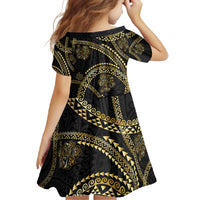 Hawaiian Kakau Art and Hisbiscus Tattoo Family Matching Mermaid Dress and Hawaiian Shirt Tribal Pattern-Gold Style - Polynesian Pride