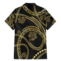 Hawaiian Kakau Art and Hisbiscus Tattoo Family Matching Mermaid Dress and Hawaiian Shirt Tribal Pattern-Gold Style - Polynesian Pride