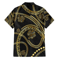 Hawaiian Kakau Art and Hisbiscus Tattoo Family Matching Puletasi and Hawaiian Shirt Tribal Pattern-Gold Style - Polynesian Pride