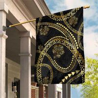 Hawaiian Kakau Art and Hisbiscus Tattoo Garden Flag Tribal Pattern-Gold Style - Polynesian Pride