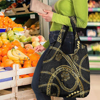 Hawaiian Kakau Art and Hisbiscus Tattoo Grocery Bag Tribal Pattern-Gold Style - Polynesian Pride