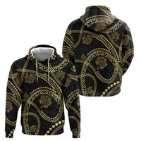 Hawaiian Kakau Art and Hisbiscus Tattoo Hoodie Tribal Pattern-Gold Style - Polynesian Pride