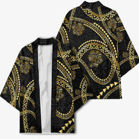Hawaiian Kakau Art and Hisbiscus Tattoo Kimono Tribal Pattern-Gold Style - Polynesian Pride