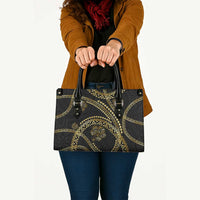 Hawaiian Kakau Art and Hisbiscus Tattoo Leather Bag Tribal Pattern-Gold Style LT03 - Polynesian Pride