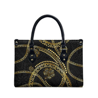Hawaiian Kakau Art and Hisbiscus Tattoo Leather Bag Tribal Pattern-Gold Style LT03 - Polynesian Pride